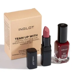 TEAM UP WITH Lipstick Matte & O2M Breathable Nail Enamel Makeup Set